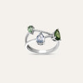 Brio 1.69 CT Multicolor Safir ve Pırlanta Taşlı Beyaz Altın Yüzük