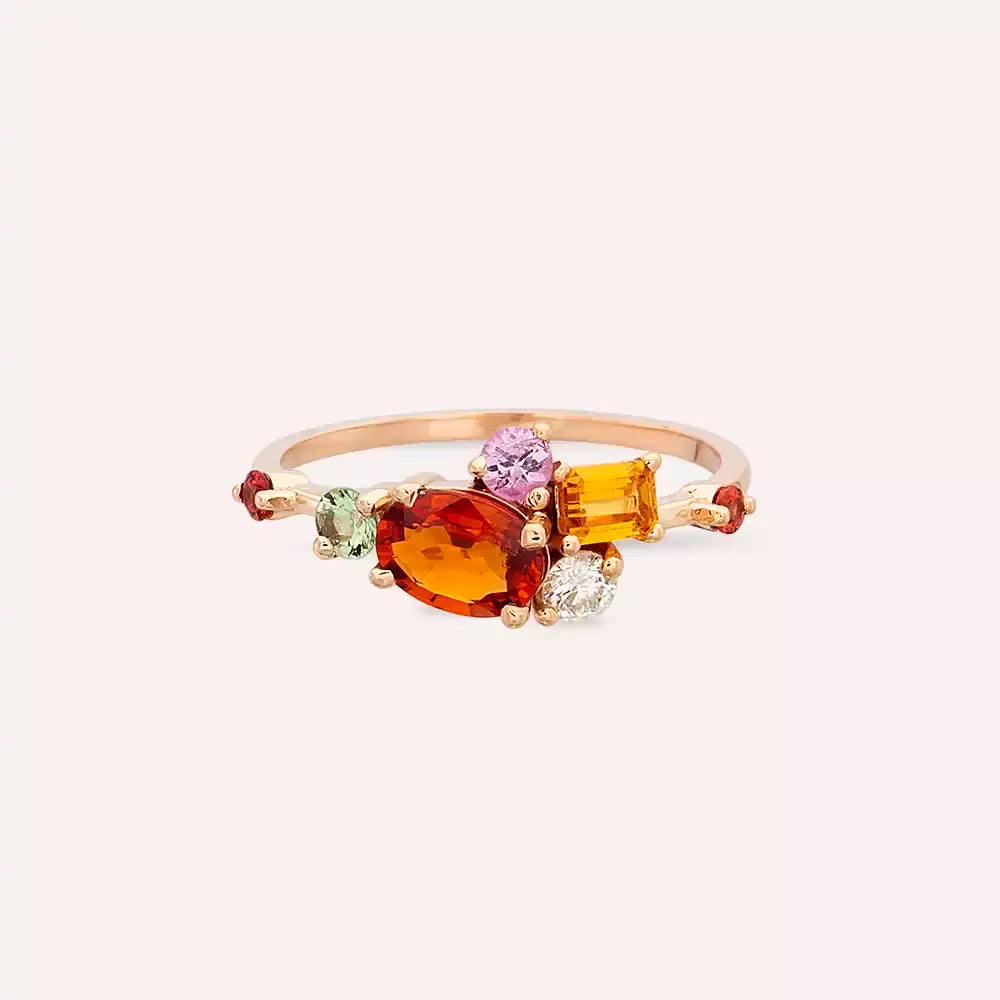 Medly 1.72 CT Multicolor Sapphire and Diamond Rose Gold Ring