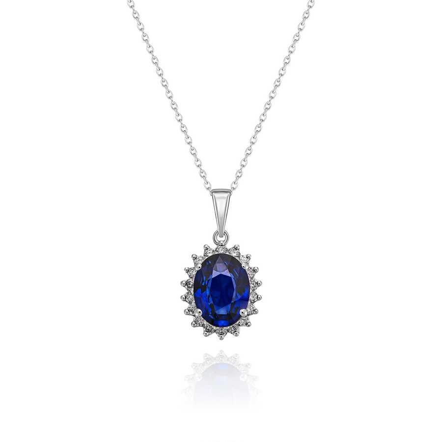 1,98 Karat Pırlantalı Safir Kolye