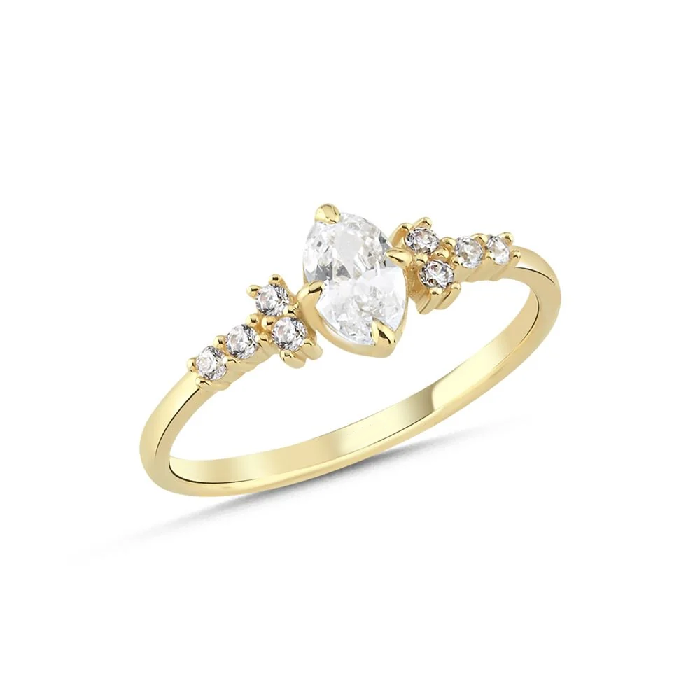 14 Ayar Oval Taşlı Yüzük