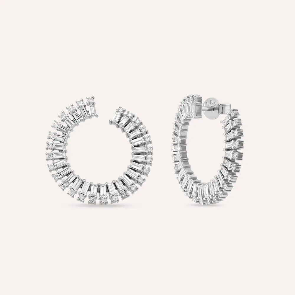 4.00 CT Baguette Diamond White Gold Earrings