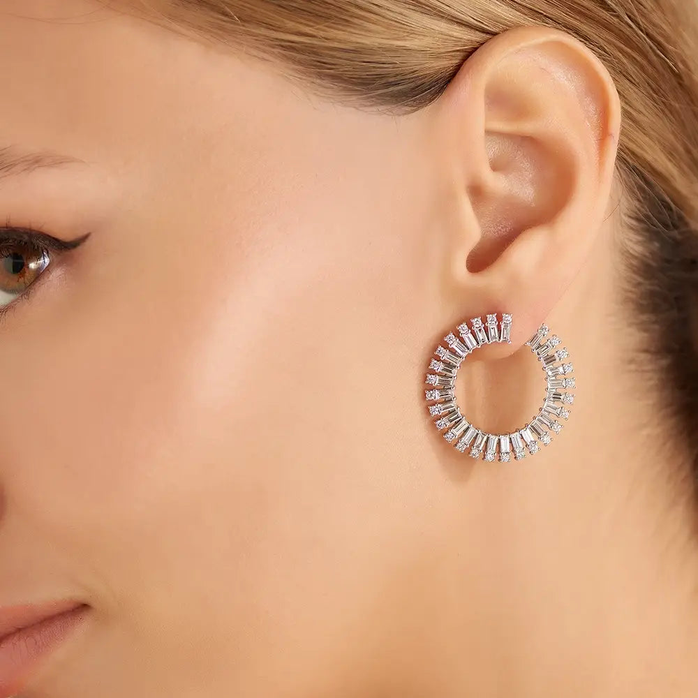 4.00 CT Baguette Diamond White Gold Earrings