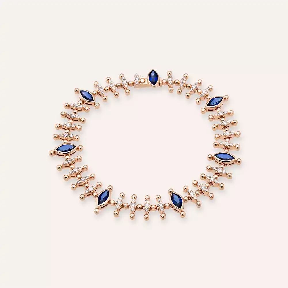 4.22 CT Sapphire and Diamond Rose Gold Bracelet