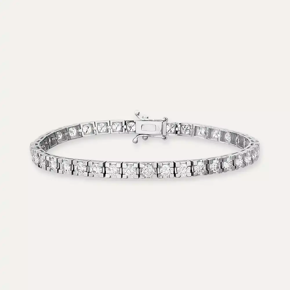 6.00 CT Pırlanta Taşlı Beyaz Altın Suyolu Bileklik