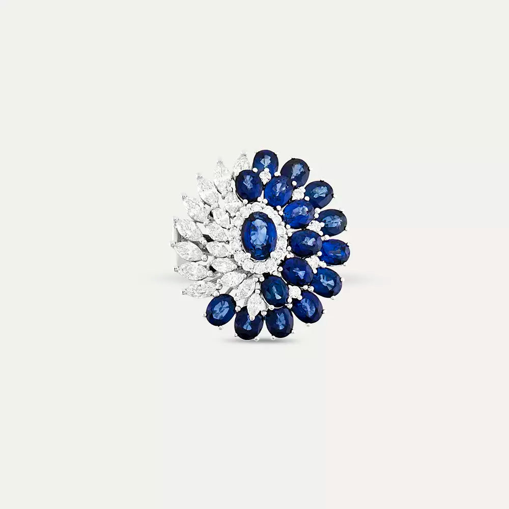 9.22 CT Sapphire and Diamond White Gold Ring