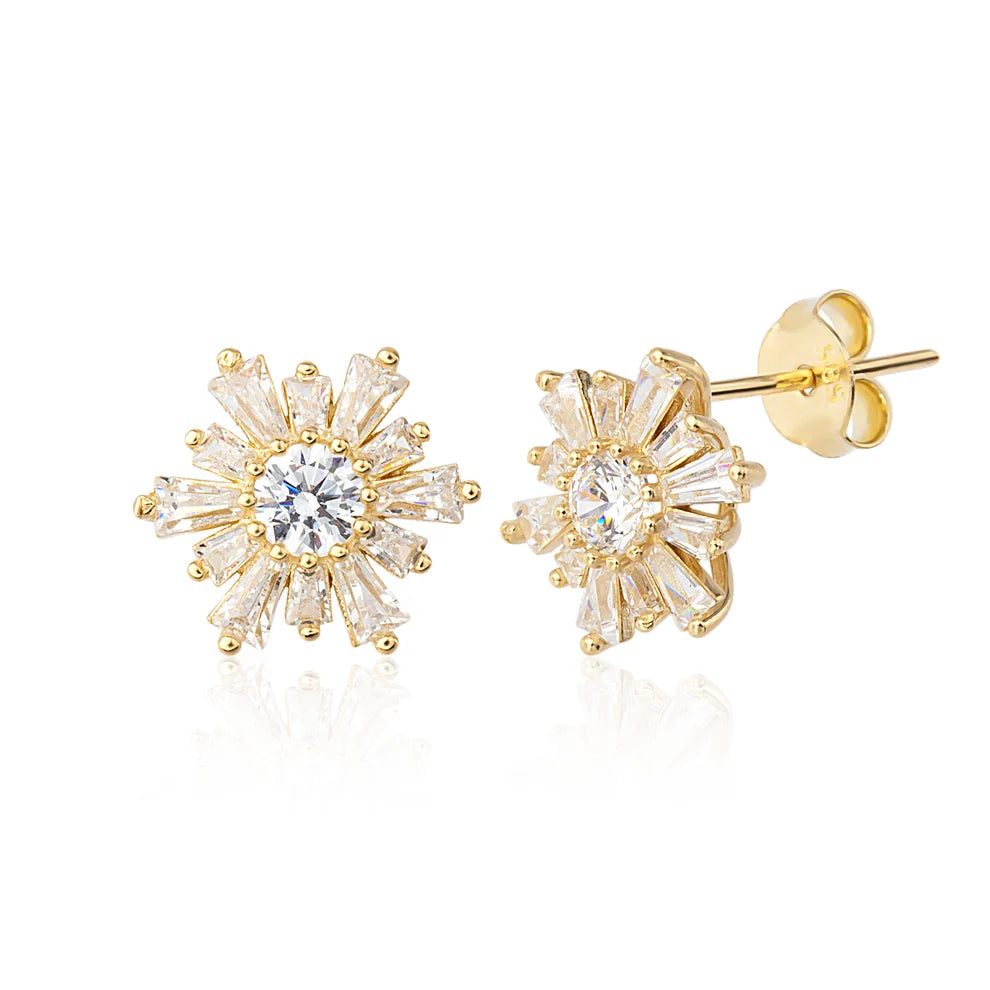 14K Gold Sun Earrings