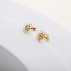 14K Gold Sun Stud Earrings with Stones