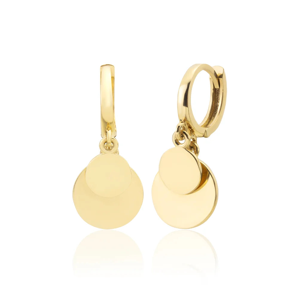 14K Gold Circle Dangle Earrings