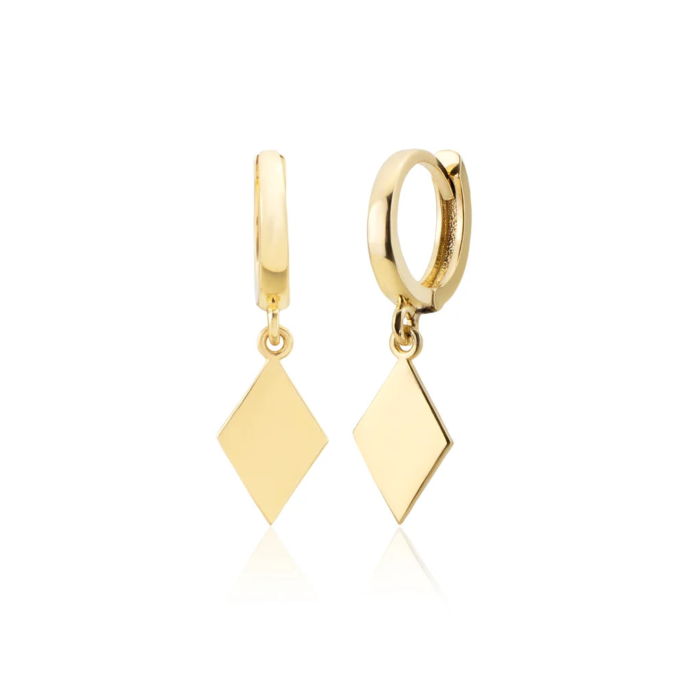 14K Gold Geometric Dangle Earrings