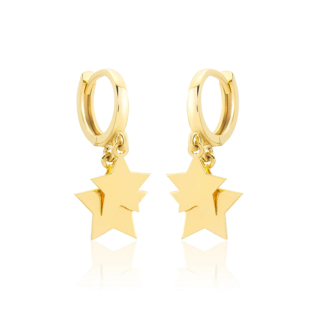 14K Gold Star Dangle Earrings
