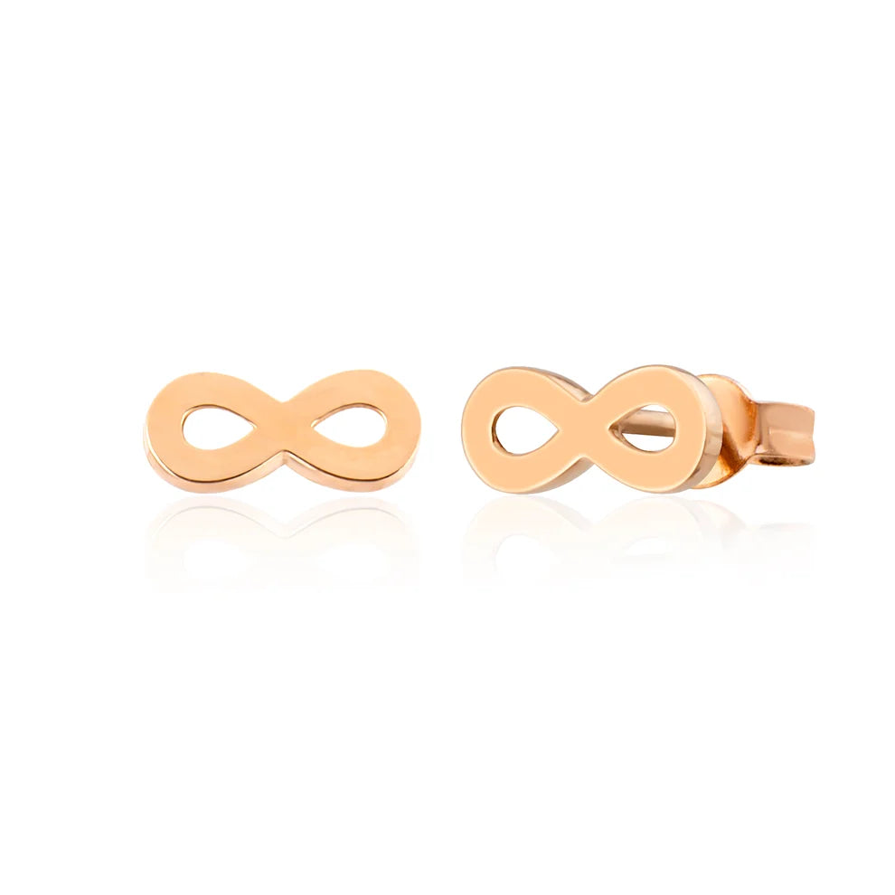 14K Rose Gold Infinity Screw-Back Earrings