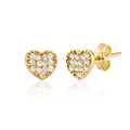14K Gold Screw-Back Stone Heart Earrings