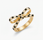 14 Karat Gold Zebra Bow Enamel Ring