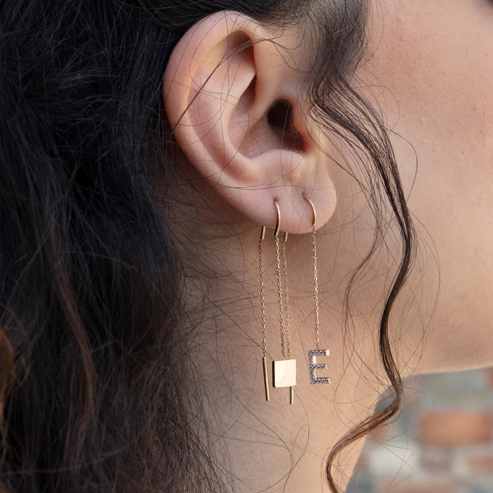14K Gold Delgada Letter Single Earring