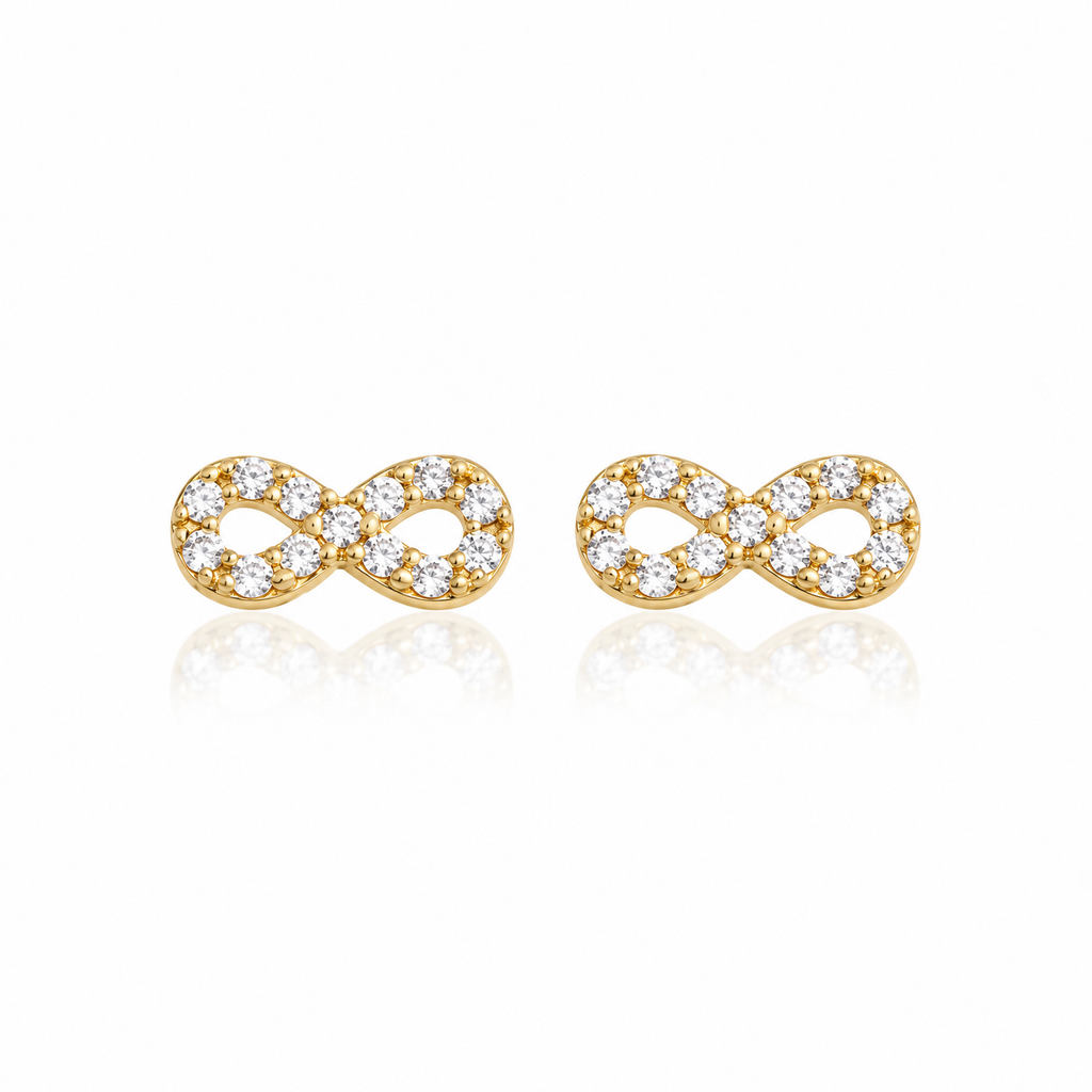 14K Gold Stone Infinity Earrings