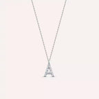 White Gold A Letter Necklace with 0.09 CT Diamond