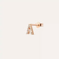 A Letter Diamond Rose Gold Single Earring