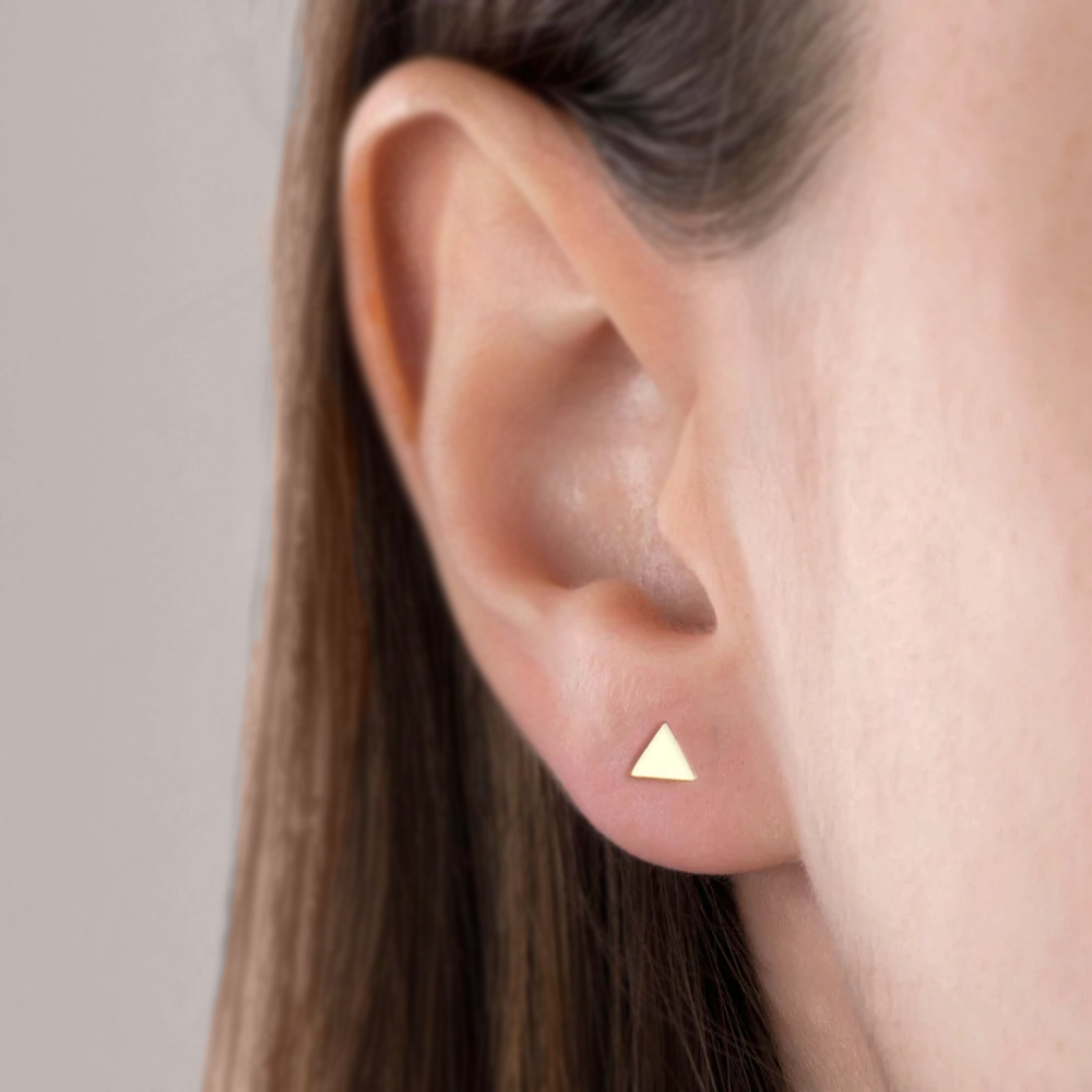14K Gold Triangle Screw-back Earring