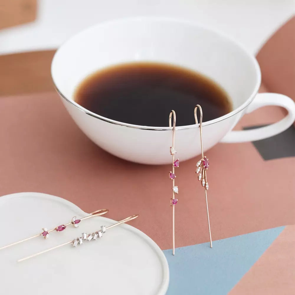 Staff Ruby and Diamond Stud Earrings