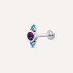 Andy Ametist ve Blue Topaz Taşlı Beyaz Altın Piercing