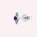 Andy White Gold Single Earring with Amethyst and Blue Topaz Stones
