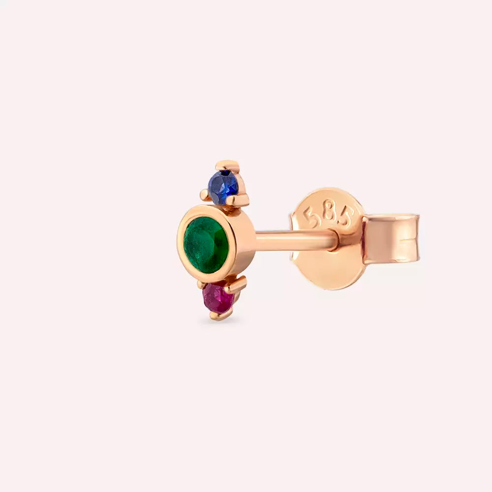 Andy Multi-Colored Stone Rose Gold Single Earring