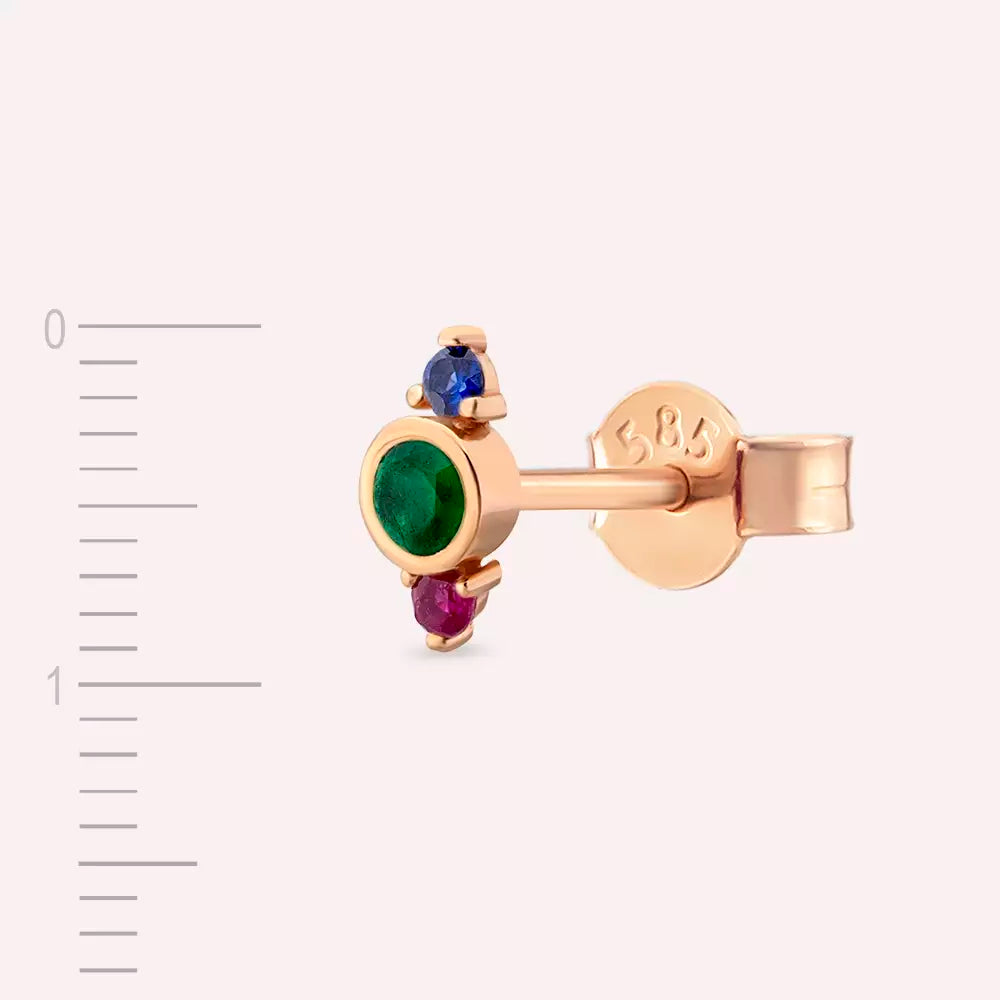 Andy Multi-Colored Stone Rose Gold Single Earring