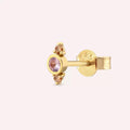 Andy Pink Sapphire and Brown Diamond Yellow Gold Single Earring