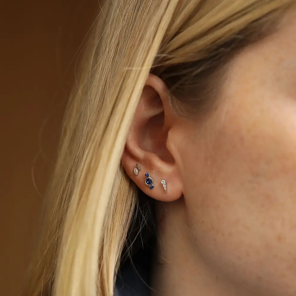 Andy Safir Taşlı Beyaz Altın Piercing