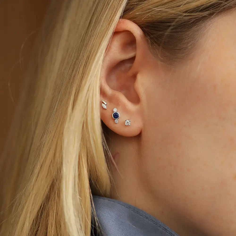 Andy Safir ve Pırlanta Taşlı Beyaz Altın Piercing