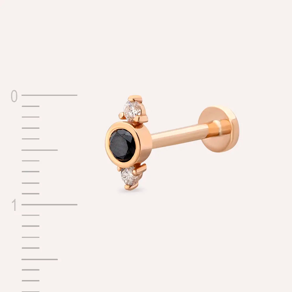 Andy Siyah Pırlanta Taşlı Rose Altın Mini Piercing