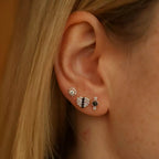 Andy Rose Gold Mini Single Earring with Black Diamond Stone