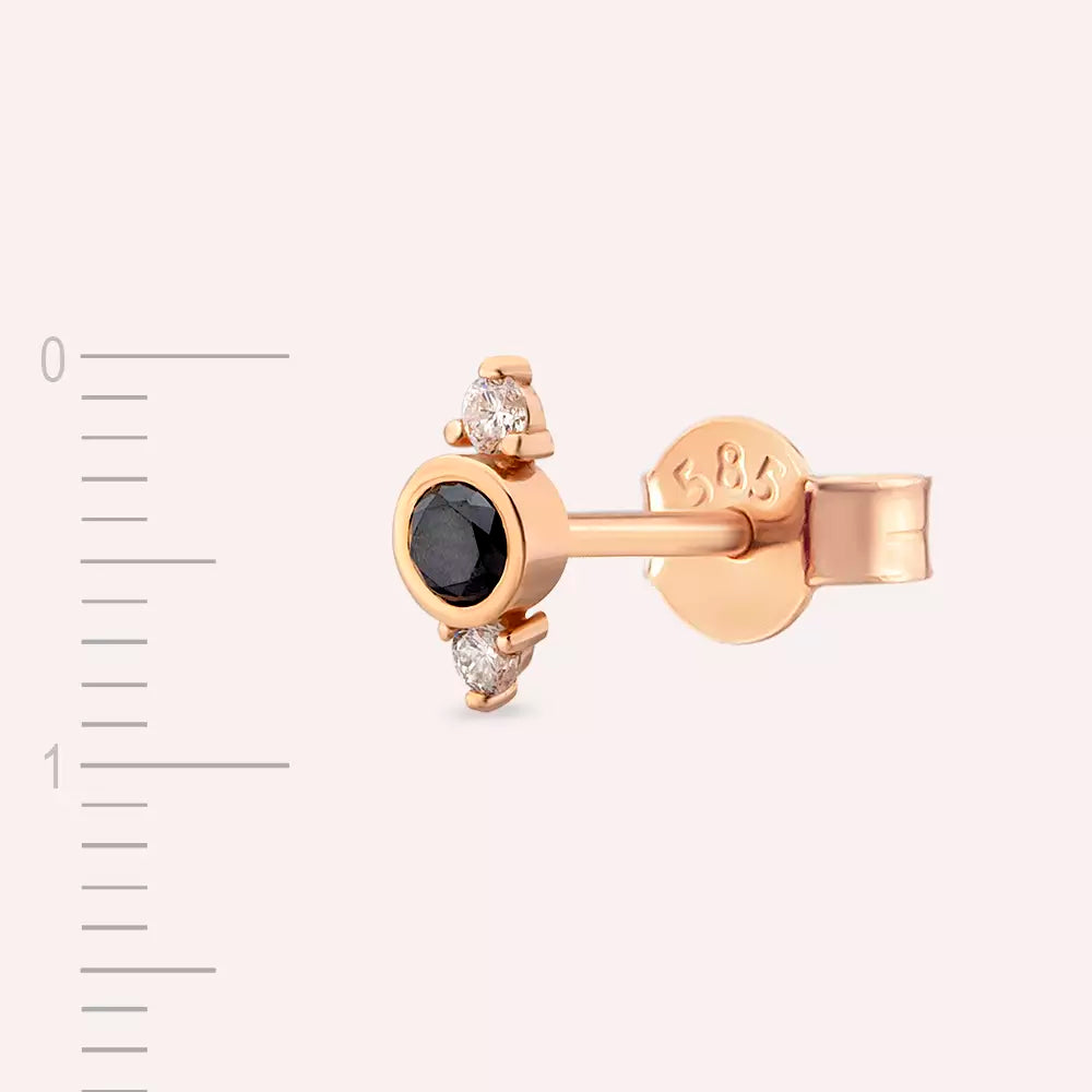 Andy Rose Gold Mini Single Earring with Black Diamond Stone
