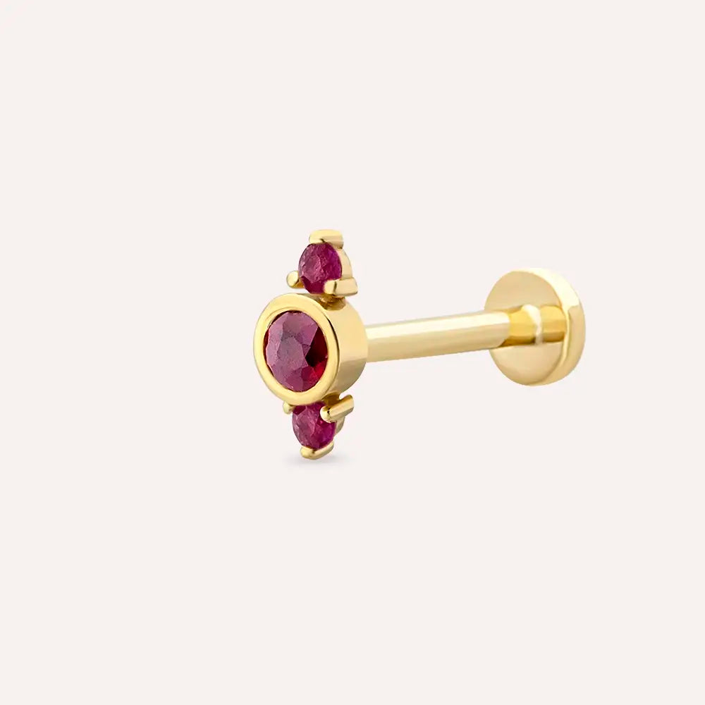 Andy Yakut Taşlı Sarı Altın Piercing