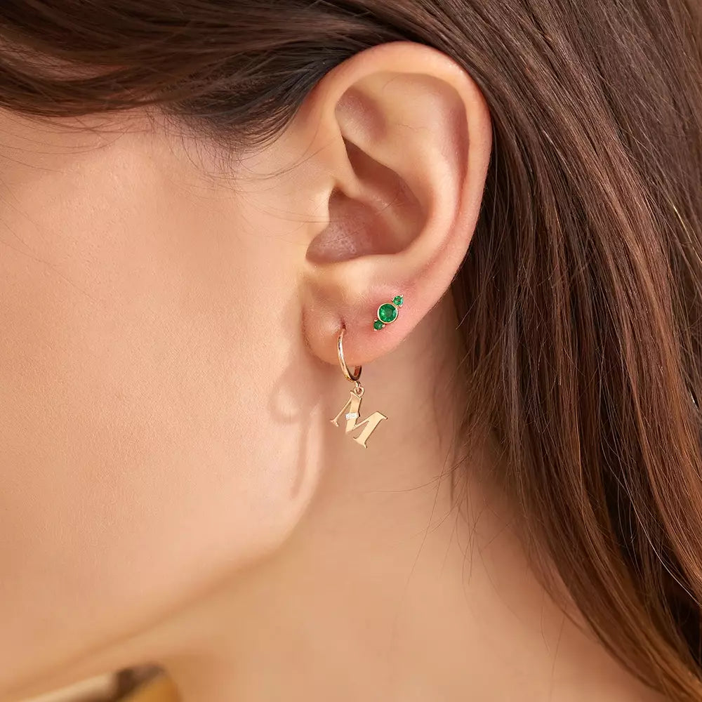 Andy Emerald Stone Rose Gold Mini Single Earring