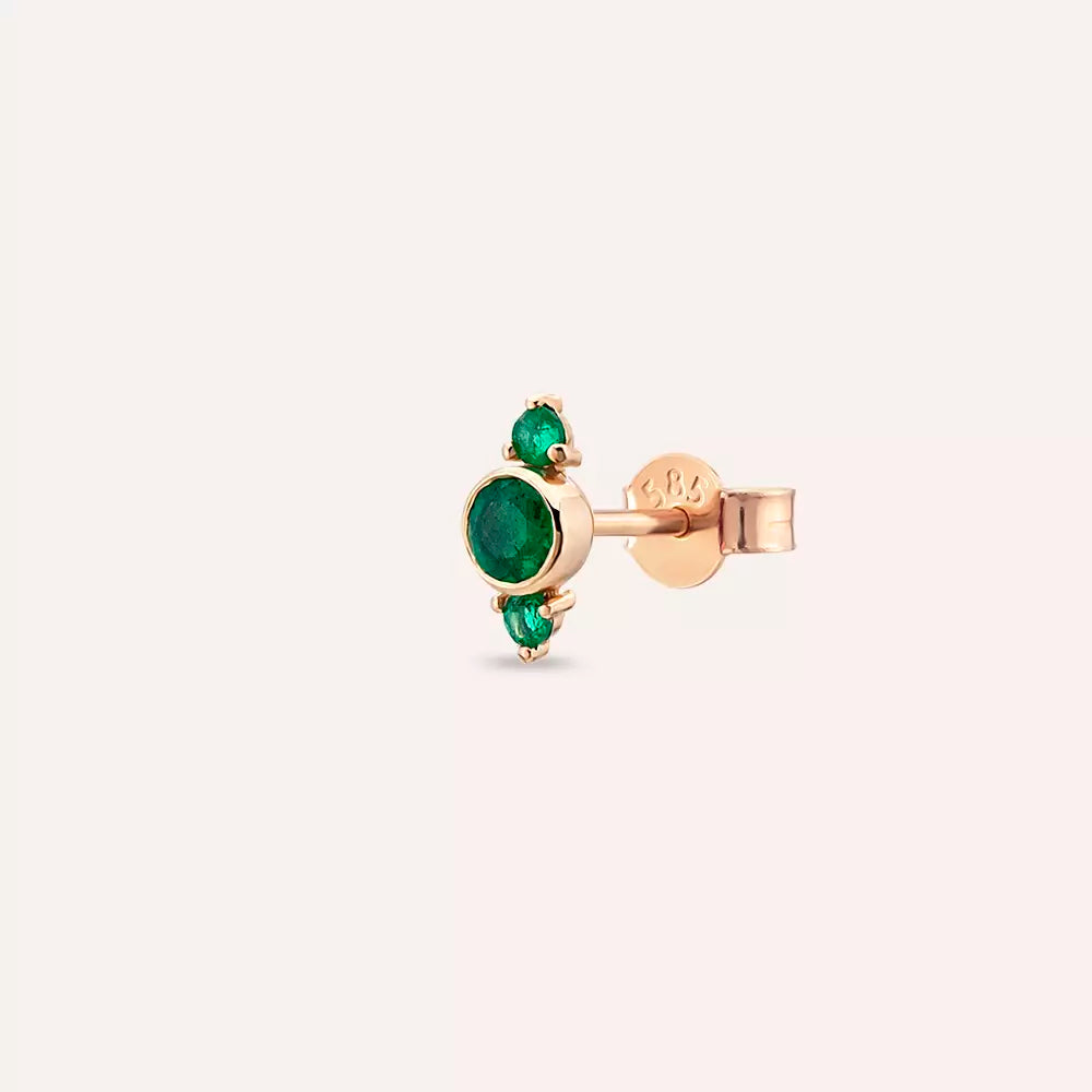 Andy Emerald Stone Rose Gold Mini Single Earring