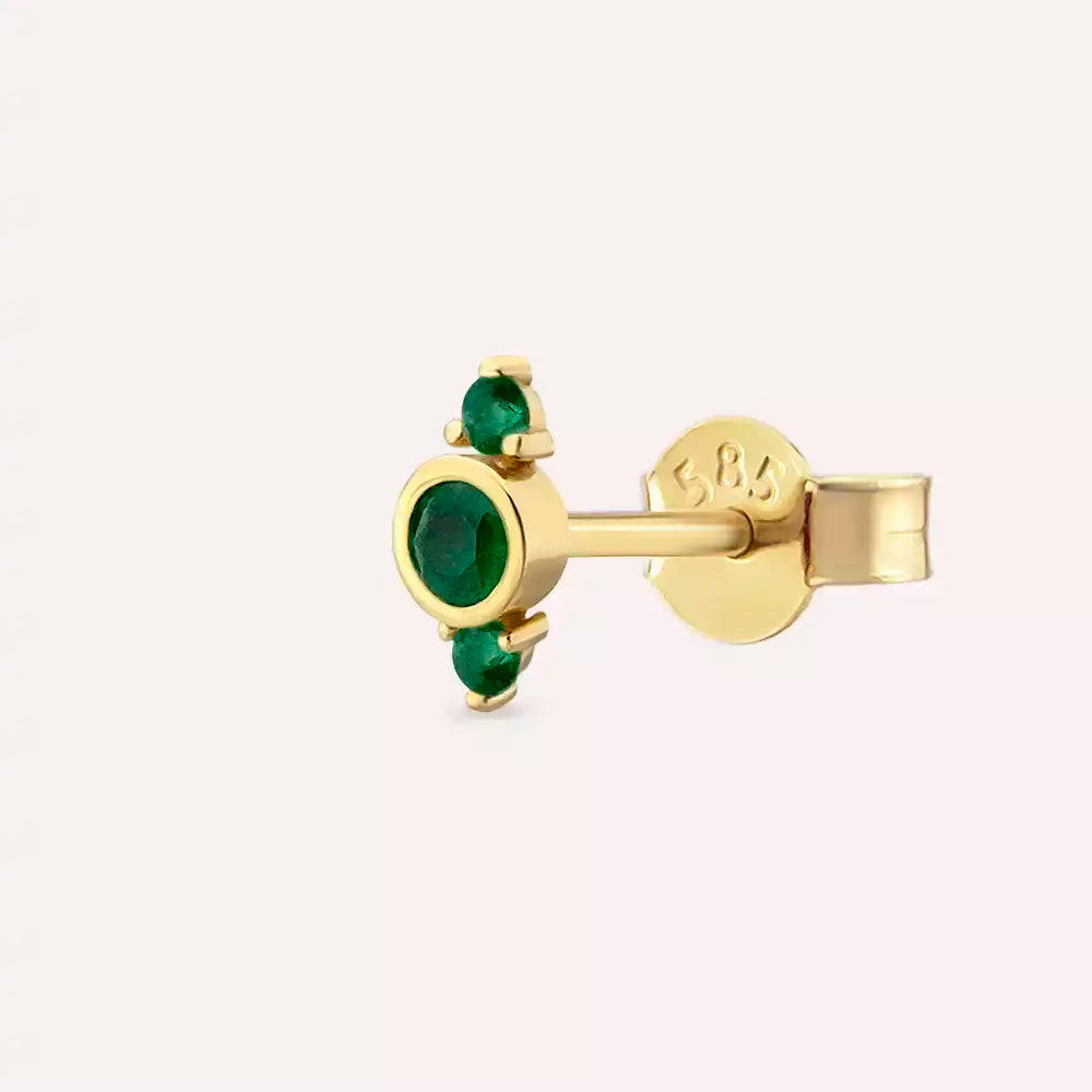 Andy Emerald-Set Yellow Gold Single Earring