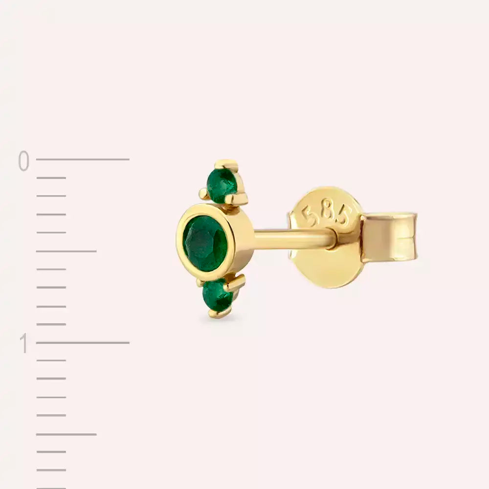 Andy Emerald-Set Yellow Gold Single Earring