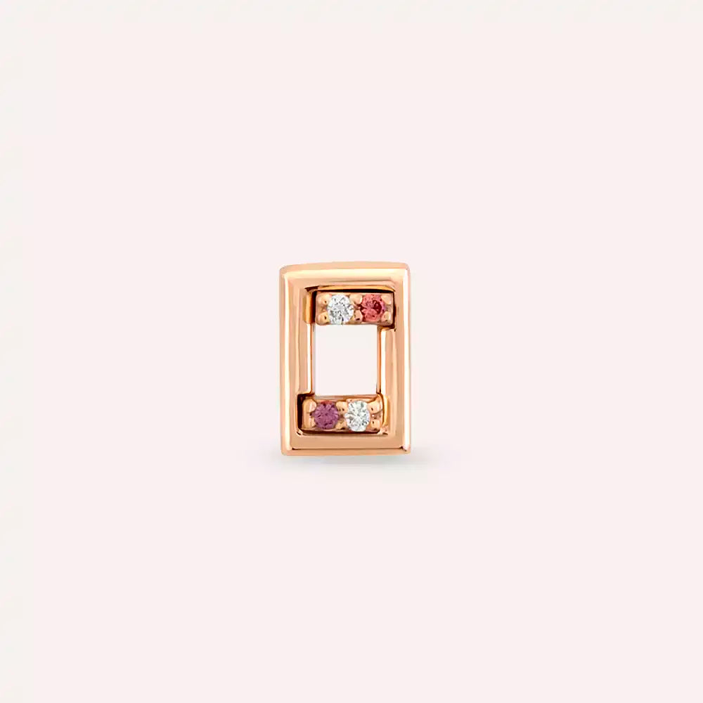 Angled Pırlanta ve Red Safir Taşlı Rose Altın Piercing