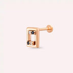 Angled Siyah Pırlanta Taşlı Rose Altın Piercing