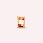 Angled Yellow and Pink Safir Taşlı Rose Altın Piercing