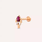 Anie Yakut ve Pırlanta Taşlı Rose Altın Piercing