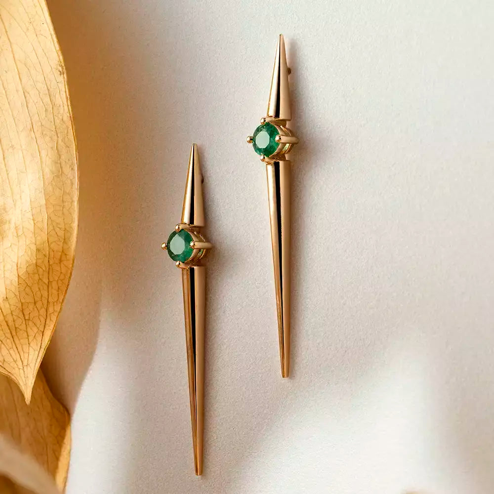 Filo Emerald Rose Gold Earrings