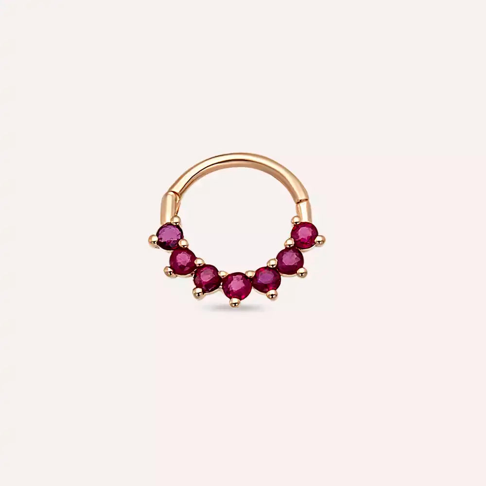 Arden Yakut Taşlı Rose Altın Halka Piercing