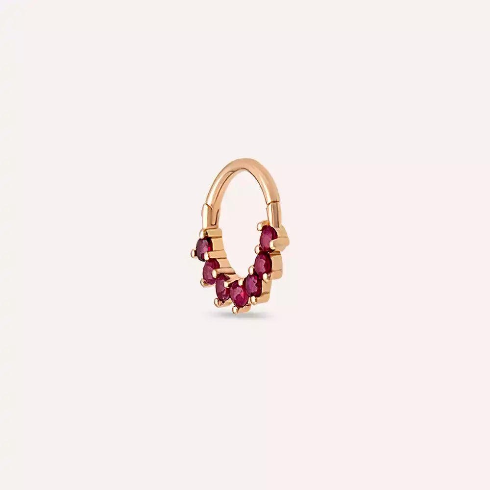Arden Yakut Taşlı Rose Altın Halka Piercing