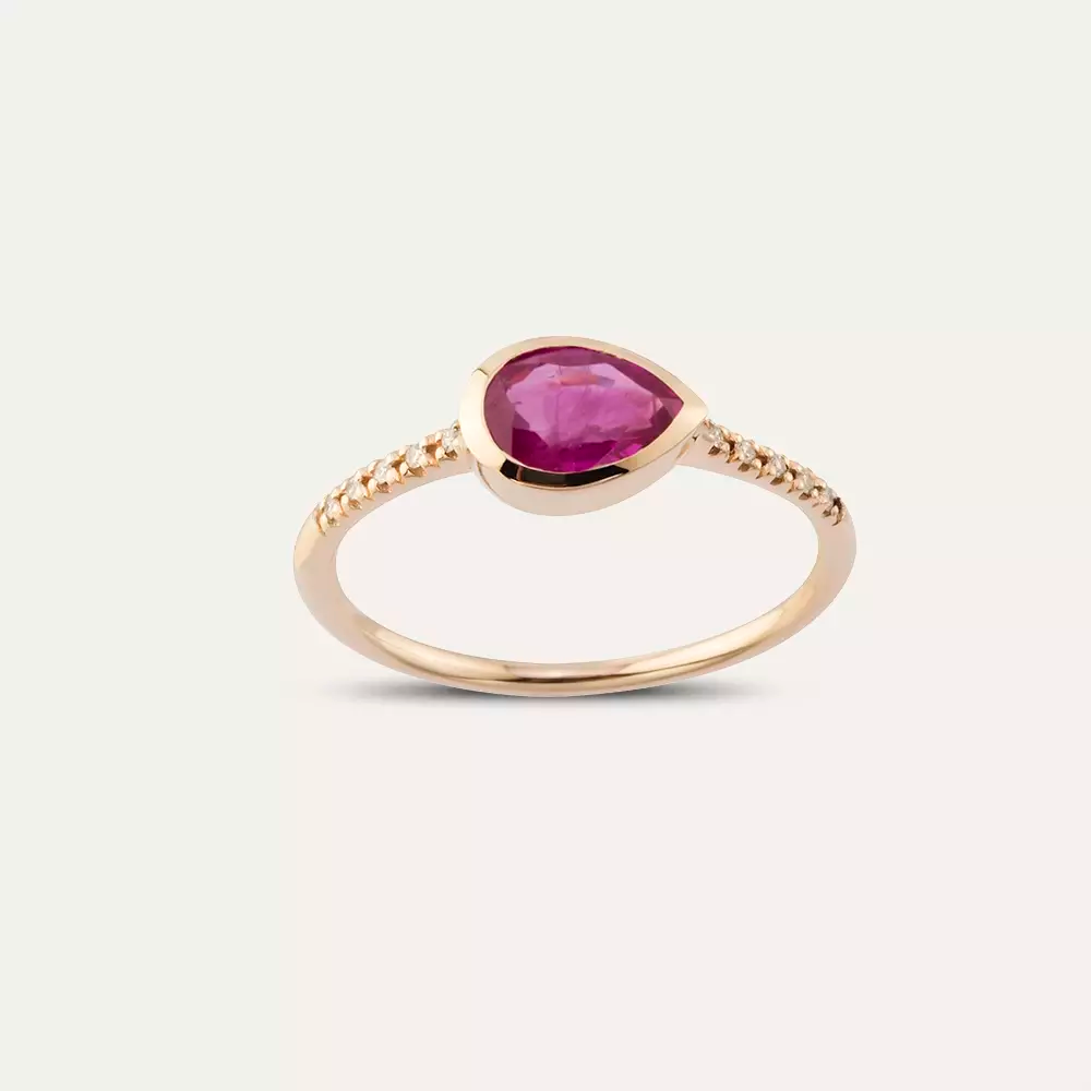 Arlo Pear-Cut Ruby and Diamond Rose Gold Ring