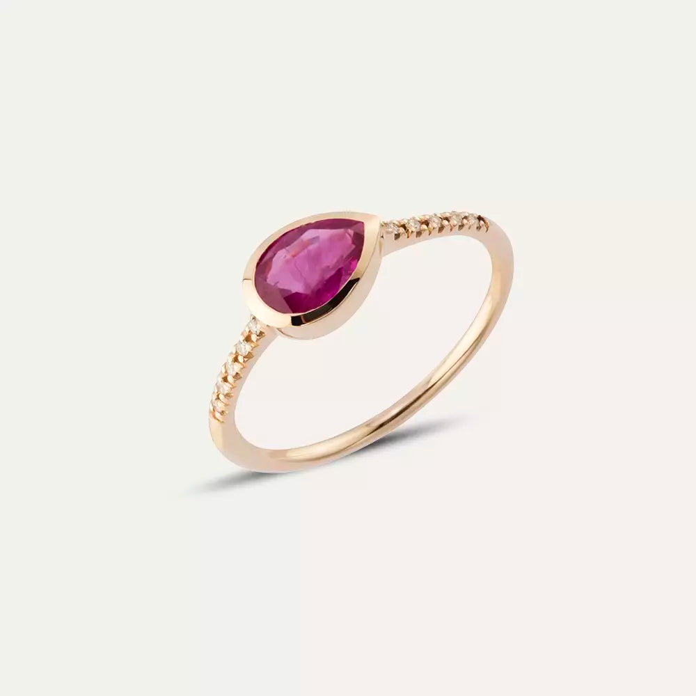 Arlo Pear-Cut Ruby and Diamond Rose Gold Ring