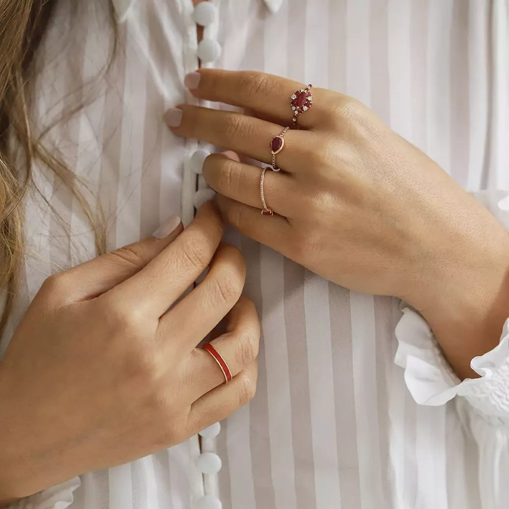 Arlo Pear-Cut Ruby and Diamond Rose Gold Ring