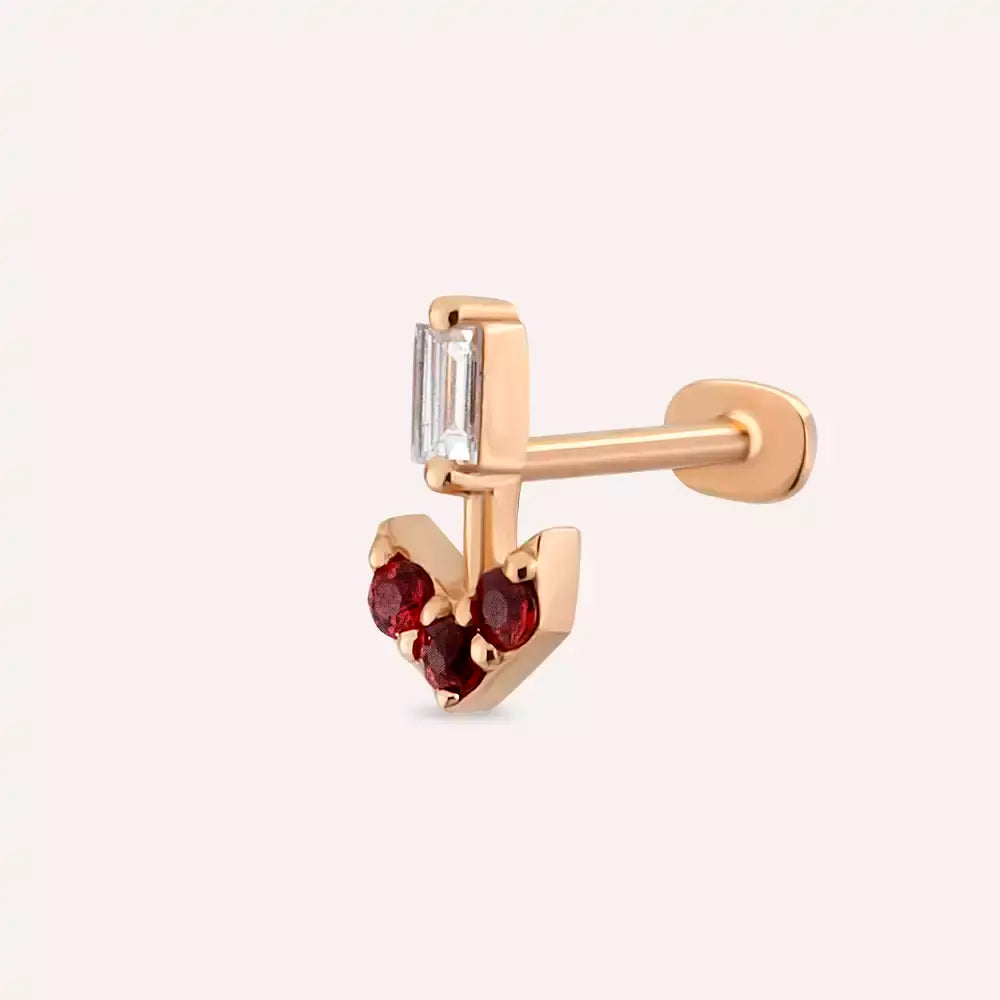 Arrow Multicolor Safir ve Pırlanta Taşlı Rose Altın Piercing