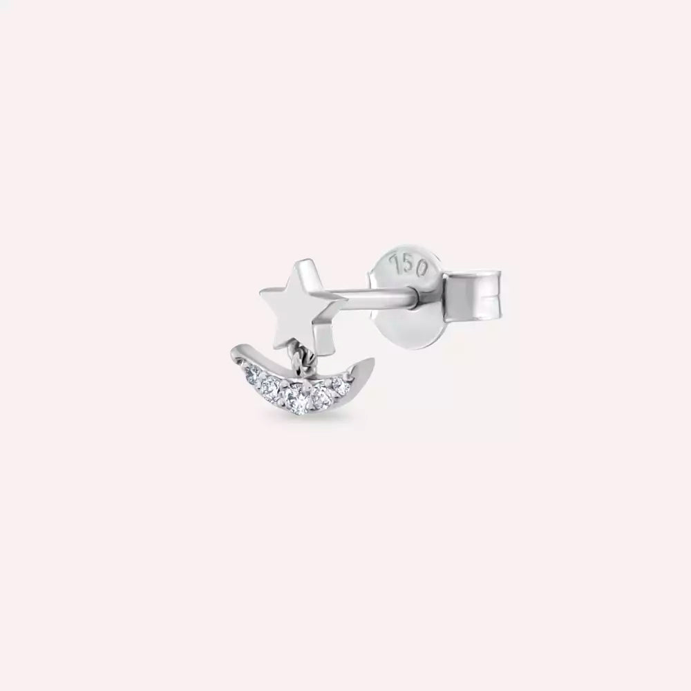 Aster Diamond White Gold Single Earring